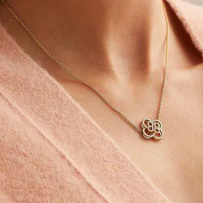 Celeste Clover Diamond Necklace | 14K Gold Floral Pendant | Caledonia & Co