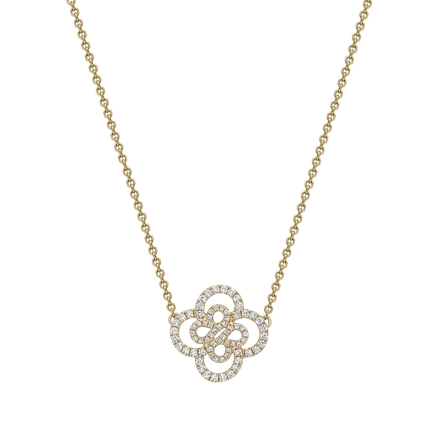 Celeste Clover Diamond Necklace | 14K Gold Floral Pendant | Caledonia & Co