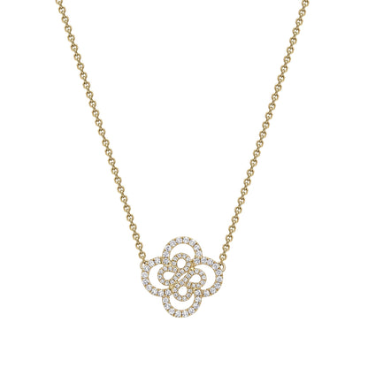 Celeste Clover Diamond Necklace | 14K Gold Floral Pendant | Caledonia & Co