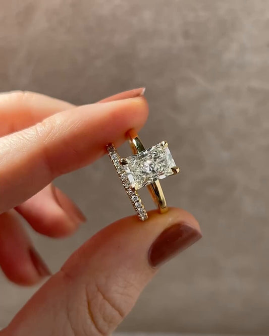 2.5 Ct Radiant cut moissanite Engagement Ring Set For Women 14K Yellow Gold Wedding Ring Gift For Her bridal ring