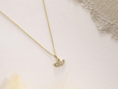 Minimalist luxe Lotus Flower Diamond Pendant with chain