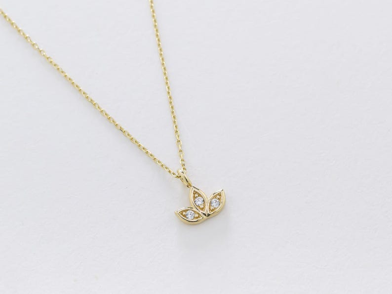 Minimalist luxe Lotus Flower Diamond Pendant with chain