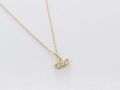 Minimalist luxe Lotus Flower Diamond Pendant with chain