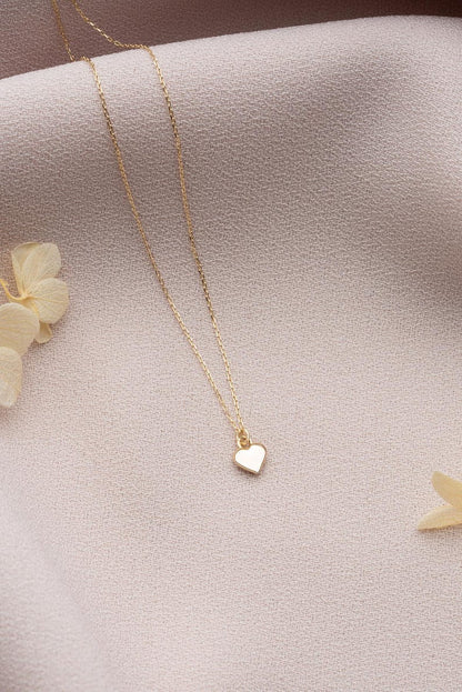 Minimalist Design Sacred Heart Necklace / Dainty Heart Pendant Necklace / 14k solid gold /Gift For Her / Heart Charm
