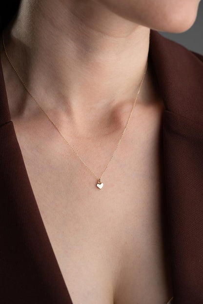 Minimalist Design Sacred Heart Necklace / Dainty Heart Pendant Necklace / 14k solid gold /Gift For Her / Heart Charm