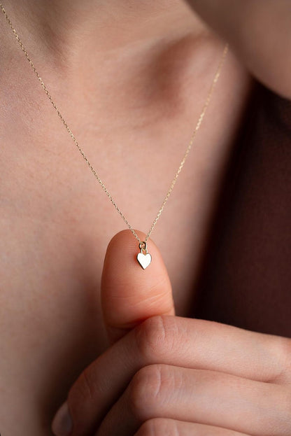 Minimalist Design Sacred Heart Necklace / Dainty Heart Pendant Necklace / 14k solid gold /Gift For Her / Heart Charm