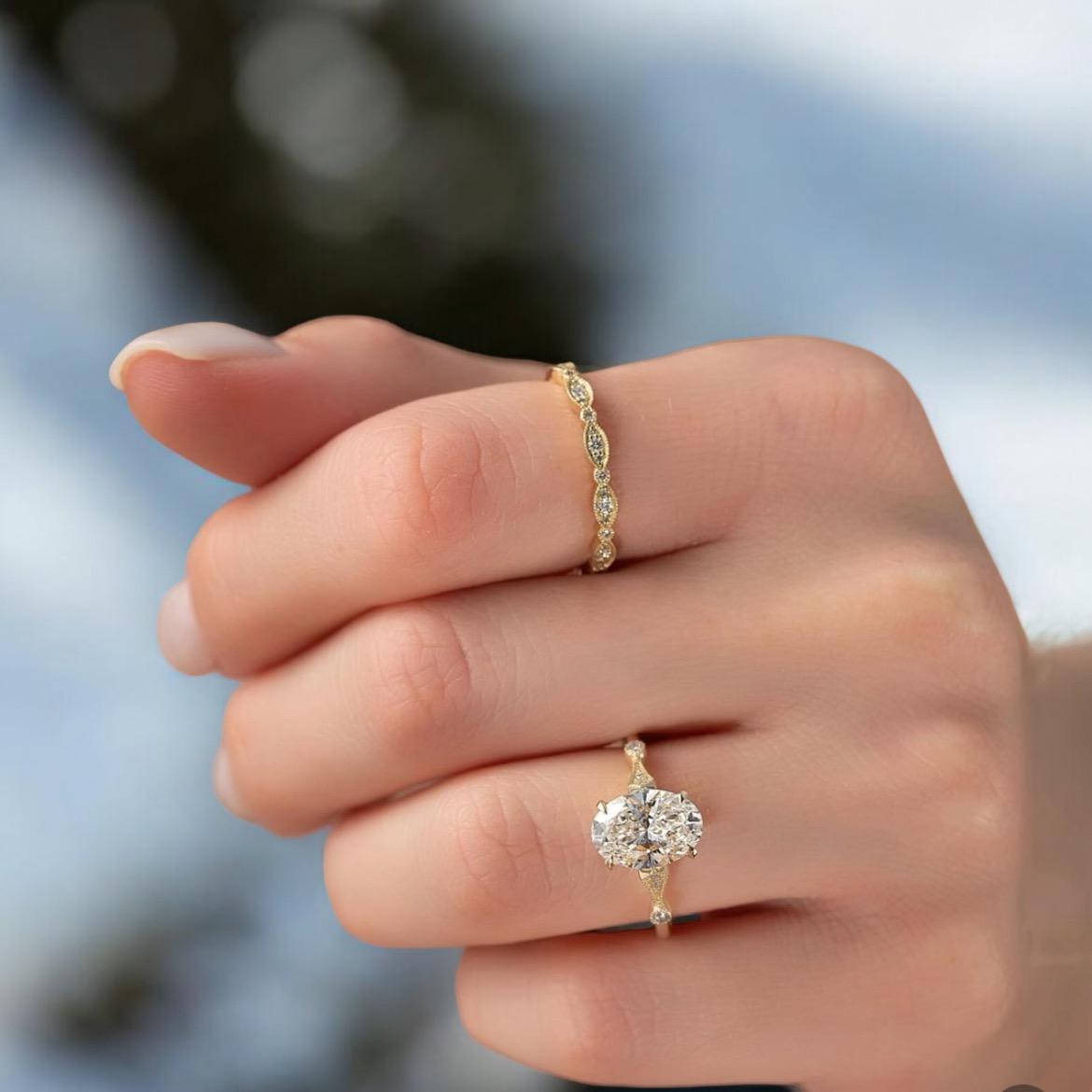 Vintage style 3.0 ct oval cut moissanite Ring 14K Yellow Gold Art deco Ring For Women Anniversary Ring Wedding Ring Gift for her