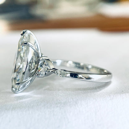 3.0 ct Marquise Cut Moissanite Engagement Ring 14K White Gold