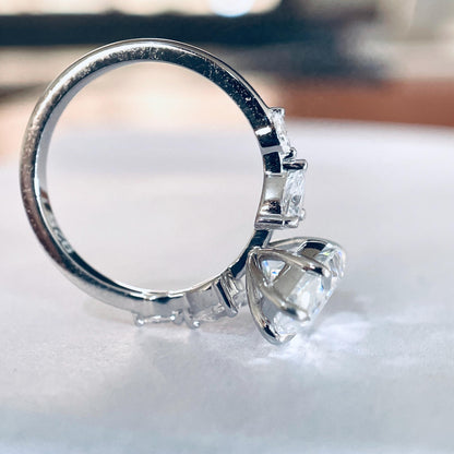 3.0 ct Marquise Cut Moissanite Engagement Ring 14K White Gold