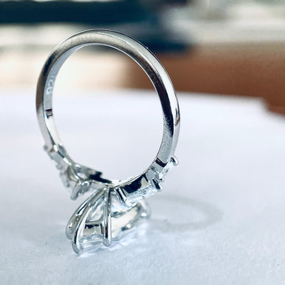 3.0 ct Marquise Cut Moissanite Engagement Ring 14K White Gold