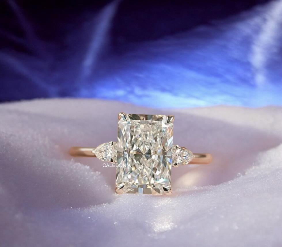 3 ct radiant cut moissanite three stone pear Diamond