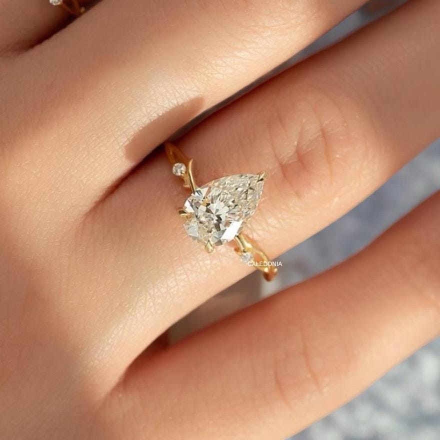 Vintage Art Deco 3 ct oval cut lab grown  Hidden Halo Ring love ring