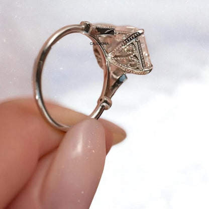 Vintage 4 ct radiant cut Lab grown Diamond engagement ring for women Art deco