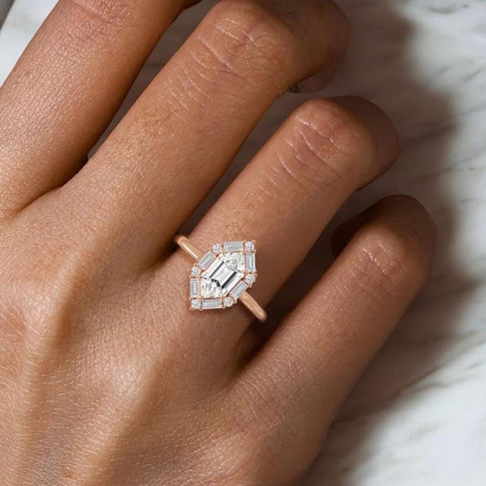 Vintage Dutch Marquise cut moissanite halo Ring 14K Yellow Gold