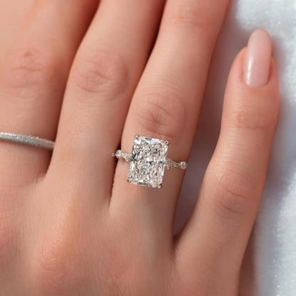 Vintage 4 ct radiant cut Lab grown Diamond engagement ring for women Art deco