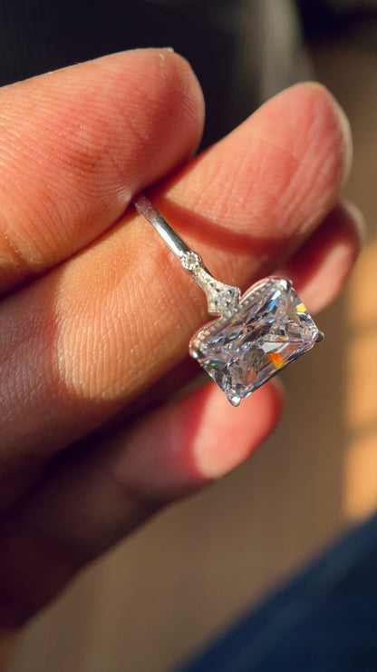 Vintage 4 ct radiant cut Lab grown Diamond engagement ring for women Art deco