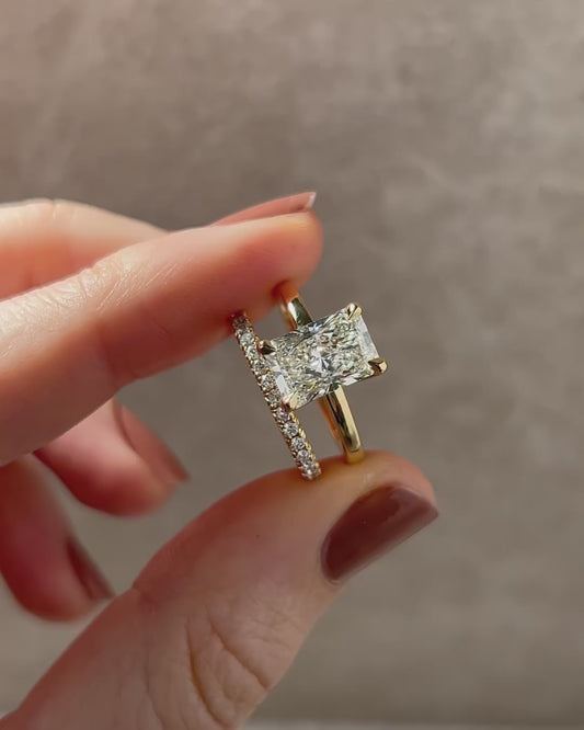 2.5 Ct Radiant cut moissanite Engagement Ring Set For Women 14K Yellow Gold Wedding Ring Gift For Her bridal ring