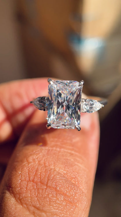 3 ct radiant cut moissanite three stone pear Diamond