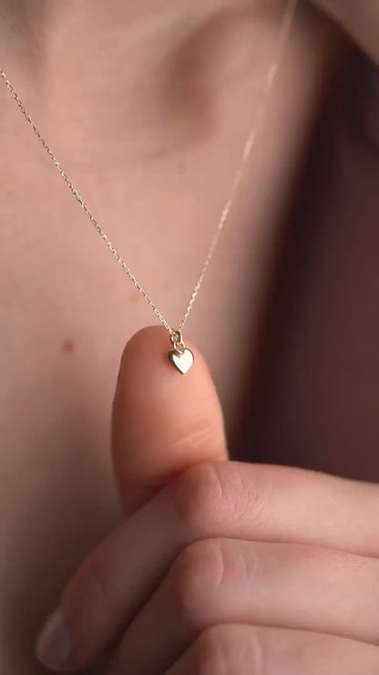 Minimalist Design Sacred Heart Necklace / Dainty Heart Pendant Necklace / 14k solid gold /Gift For Her / Heart Charm