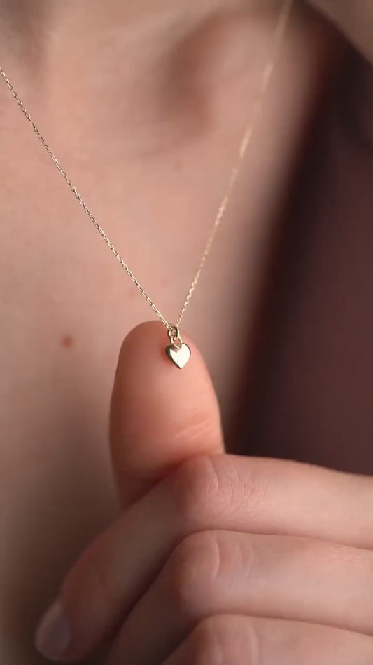 Minimalist Design Sacred Heart Necklace / Dainty Heart Pendant Necklace / 14k solid gold /Gift For Her / Heart Charm